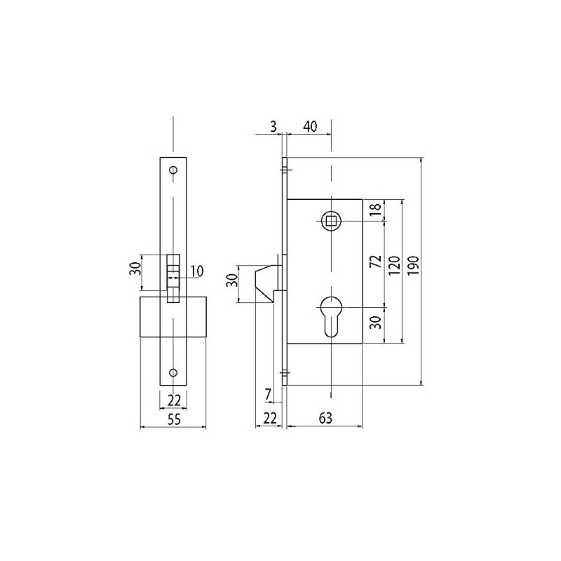ATTAS Sliding Gate Hook Lock - Galvanised Steel Mortise Lock