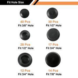 141 Pcs Auto Body Black Plastic Hole Plug Button and Flush Mount Sheet Metal Plug Assortment Kit - Fits Hole Size 1/2", 3/4", 3/8", 7/8