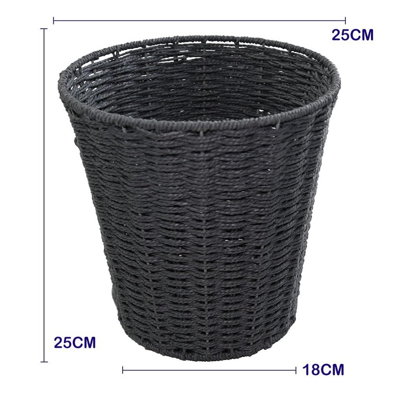 Armo® Round Rattan Effect Woven Waste Paper Bin Basket For