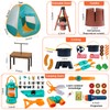 Qtioucp Kids Camping Set 50pcs with Folding Storage Table/Tent &