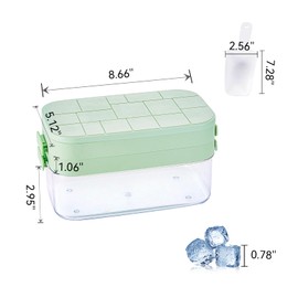 OWNRAY Ice Cube Tray with Ice Scoop, Ice Trays for Freezer with Lid and Bin and Easy Release 56 pcs Stackable Flexible Ice Maker Tray for Kitchen Coffee Juices BPA Free（GREEN）