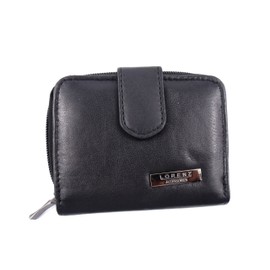 LADIES LUXURY SOFT BLACK LEATHER PURSE BY LORENZ 1220