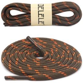 DELELE 2 Pair Thick Round Climbing Shoelaces Light Brown Orange Dots Hiking Shoe Laces Boot Laces 49 inch