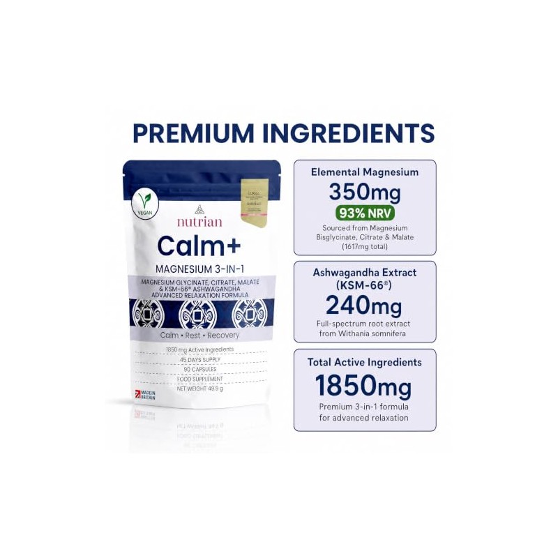 Magnesium Glycinate 3-in-1 Complex 1850mg Bisglycinate, Citrate & Malate with