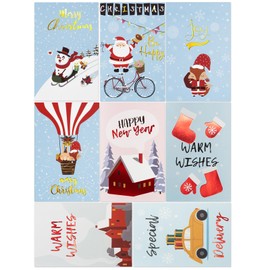 CHARMGIFTBOX Multi Coloured Christmas Cards with Envelope, 8 Designs with Gold Foil, 24 Pieces Assorted Christmas Greeting Cards Set, Gloomy Exterior, Matte Interior, 300gsm (Gloss)