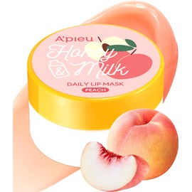 A'PIEU Honey & Milk Daily Lip Mask (Peach) - Nourishing Overnight Korean Lip Mask | Hydrating Lip Moisturizer with Honey, Propolis & Royal Jelly for Soft, Plush Lips