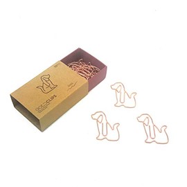 DESIGNMANUFAKTUR BERLIN GOLDCLIPS Cute Decorative Clips Paper Clips Bookmark Paper Clip Rose Gold-Plated in Beautiful Packaging Dog Motif