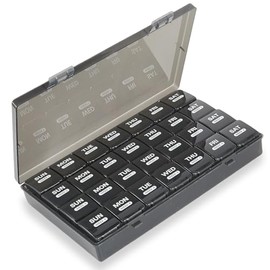 Surfand Monthly Pill Organizer, Once a Day, 4 Weeks a Month, 28 Days in a Large Pill Box, Portable for Travel, can Hold a Large Amount of Vitamins, Supplements, Fish Oil, and Medication (Black)