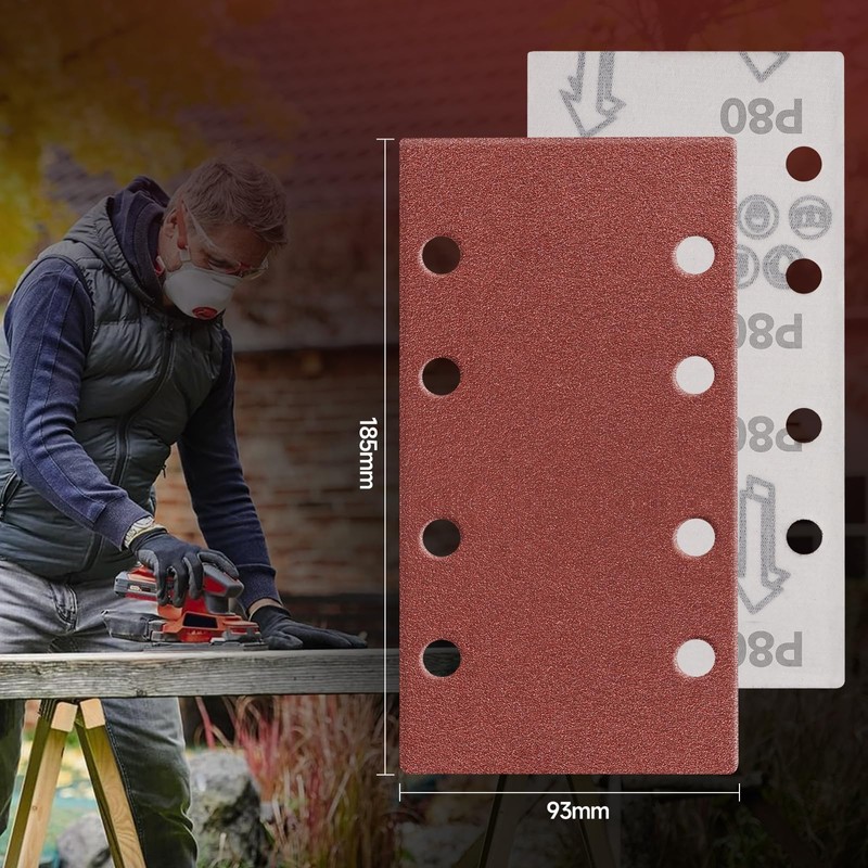 Sruhrak 50 pieces 93 x 185 mm sandpaper set, 100