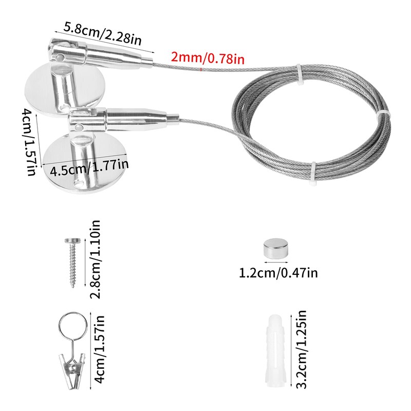 Doryum Stainless Steel Clothesline, 3 Meters Curtain Wire Rod with