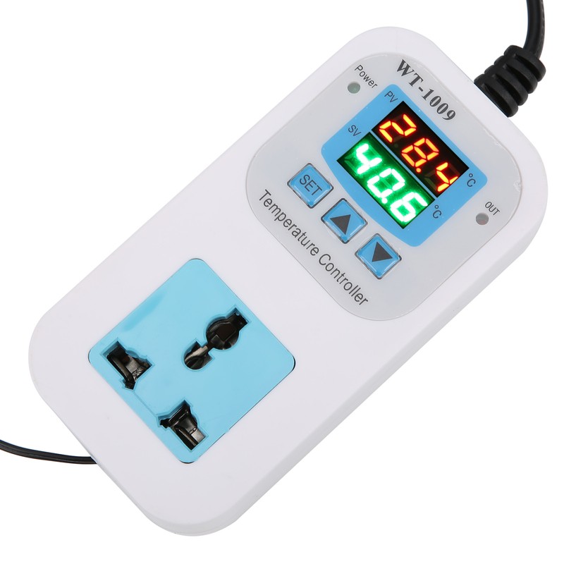 Temperature Controller Digital Dual Display Electronic Control Socket 10A WT‑1009