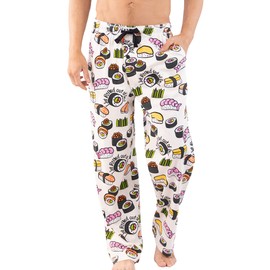 Lazy One Pajama Pants for Men, Men's Separate Bottoms, Lounge Pants, Food, Chop Sticks (Sushi Men's PJ Pant, X-Small)