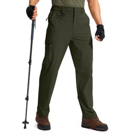 G Gradual Men's Hiking Cargo Pants Water Resistant Quick Dry Lightweight Outdoor Tactical Pants for Men with Multi Pocket (Olive, M)