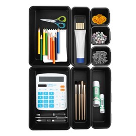 TESSTSY Pack of 8 Drawer Organiser, Drawer Organiser System, Multifunctional, Separation System, Spice Organiser, Organiser Drawer, Drawer Insert, Storage Box, for Desk, Office, Kitchen