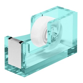 OfficeGoods Acrylic Tape Dispenser – Modern Desk Organizer for Office Supplies – Heavy Duty Refillable Tape Holder for Home and School Crafting – Stylish Desktop Accessory for Gift Wrapping, Green