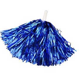 Lovecheer 12PCS Blue Pom Poms Cheerleading Fluffy Metallic Cheer Pom Poms with Handle Cheer Sports Team Spirits Dancing Party Performance
