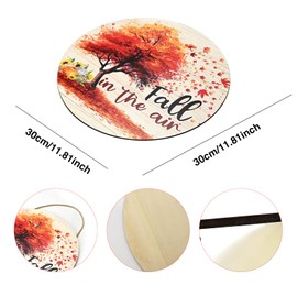 DTBYATE Fall Harvest Decor for Front Door and Porch Rustic Farmhouse Fall Sign Handmade Wooden Pumpkin and Maple Tree Pattern Decorative Item, Thanksgiving Harvest Home Decorations