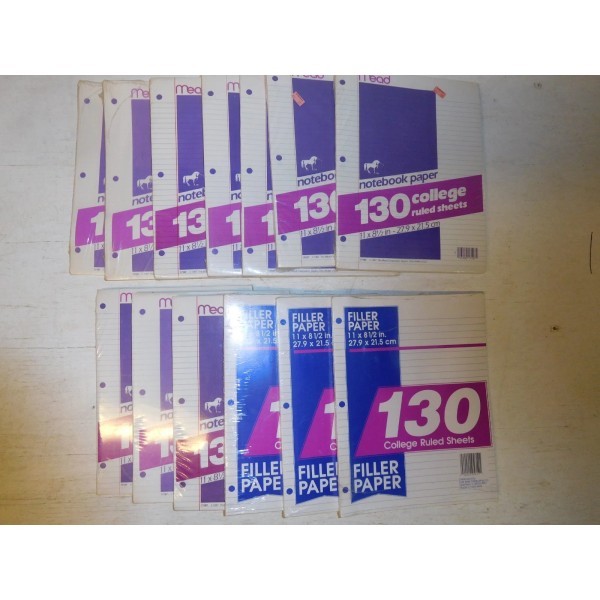 Mead 13 Sealed packs of 130 pages each Notebook Filler