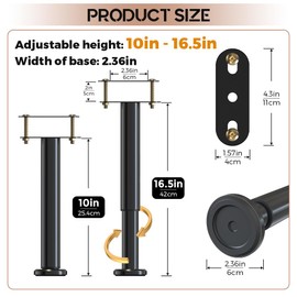 YUEYIN Adjustable Height Bed Frame Support Leg, Metal Bed Frame Support Legs with Rubber Base, Bed Slat Support Leg for Heavy Duty/Wooden/King/Queen Bed Frame (10"-16.5" (2pcs))
