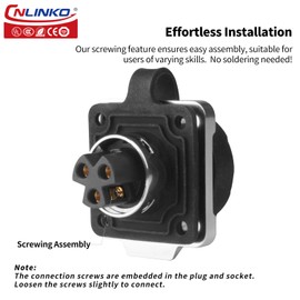 CNLINKO LP-16 3-Pin Waterproof Connector, Screw-in Design Circular Connector IP68 Quick Plugging Aviation Connector, PIN Partitioned Connector M16 Flange Socket (LP16 3 Pin)