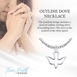 True Faith Jewelry Sterling Silver Holy Dove Pendant Necklace, Religious Jewelry, 9/16 Inch