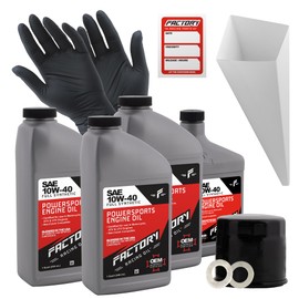 Factory Racing Parts Oil Change Kit compatible with Suzuki VZ1500 M90 Boulevard – Includes 3.5 Quarts of 10W-40 Full Synthetic Oil, 1 Filter, 1 Crush Washer, 1 Funnel, 1 Oil Change Reminder Sticker