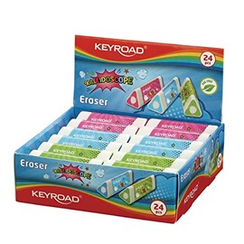 KEYROAD Erasers for Pencil and Colouring Pencil, Pack of 24 - Packed in Display / Mix of Colours / Ideal for School and Office