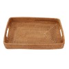 Serving Basket Tray with Handles Rattan Rectangle Large Capacity Durable