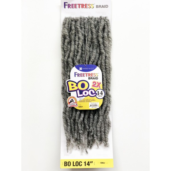 2X BO LOC 14" (GREY) - FreeTress Synthetic Crochet Braid