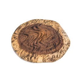 Lipper International Acacia Natural Burl Finish Footed Serving Board for Cheese, Crackers, and Hors D'oeuvres, Small, Asymmetrical 13" to 15" Diameter x 2"