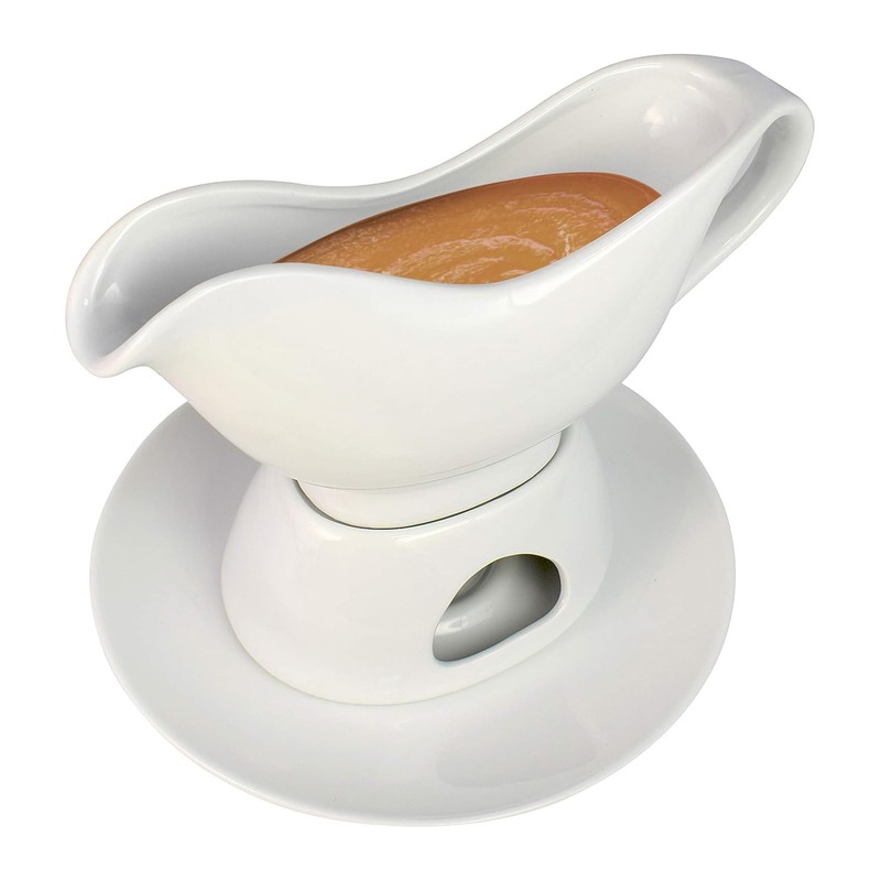 KOVOT 12 Ounce Gravy Boat, Warming Stand & Tray |