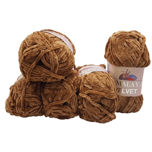 5 x 100 g Himalaya Velvet Micro Polyester Knitting Wool, Baby Wool, Velvety 500 g Wool