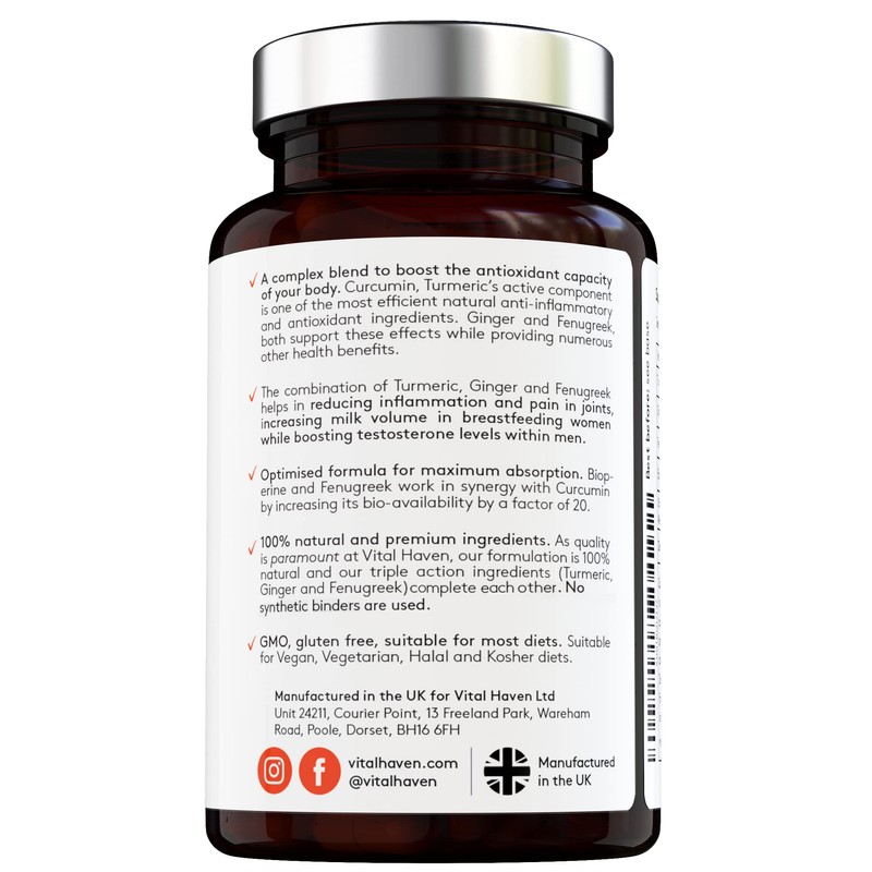 100% Natural - Triple Action: Turmeric, Ginger & Fenugreek -