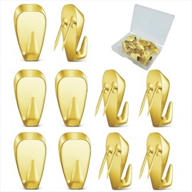 Hufopik 10 Pcs Cubicle Hooks - Fabric Panel Wall Clips for Hanging Coats, Pictures, Supports up to 40 lbs (Gold)