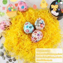Easter Grass Paper, Hillylolly 200 g Easter Grass Yellow, Shredded Paper Filling Material, Filling Material Gift, Easter Grass Decorative Grass for Easter Basket, Easter Nest, Easter Gift Box, Gift