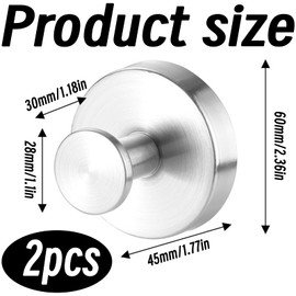 vcsjw Pack of 2 Suction Cup Hooks for Bathroom, Suction Cup Hooks, Suction Cups with Hooks, No Drilling, Extra Strong, Suction Cup Hooks, for Bathroom, Kitchen, Wall (Silver)