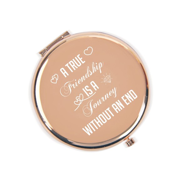 Best Friend, Friendship Gifts for Women, A True Friendship is A Journey Without an End, Best Friend Christmas Birthday Gifts for Soul Sister Besties BFF Graduation Gifts for Her Compact Mirror Gift