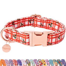 Faygarsle Christmas Red Plaid Pattern Dog Collar for Small Medium Large Dogs Cute Puppy Collars for Female Dogs for Summer Spring Wedding Necklace Girl Dog Collar L