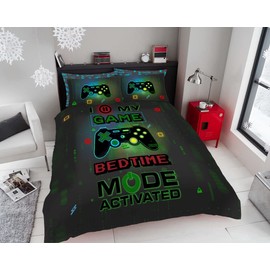 T&A Textiles and Hosiery Ltd Children Gamer Gaming Duvet Quilt Cover Boys Kids Game Bedding Set Luxury Single, Green
