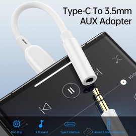 ChrisPow Type C Earphone Converter Adapter, 7.1 inches (18 cm), HiFi Sound Quality, USB, Type-C 1.4 inches (3.5 mm), 3 Poles, 4 Poles, Audio Converter, Equipped with DAC, Earphone Jack Converter,