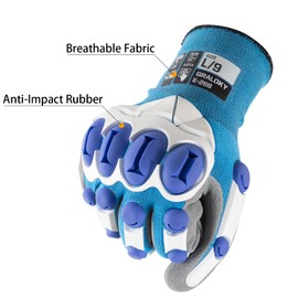 Graloky Safety Work Gloves Men Women, Impact Gloves with TPR Protection, Cut Resistant Gloves with Anti-Slip Nitrile Palm,Touch Screen Mechanic Heavy Duty Glove,Impact Resistant Glove for Construction