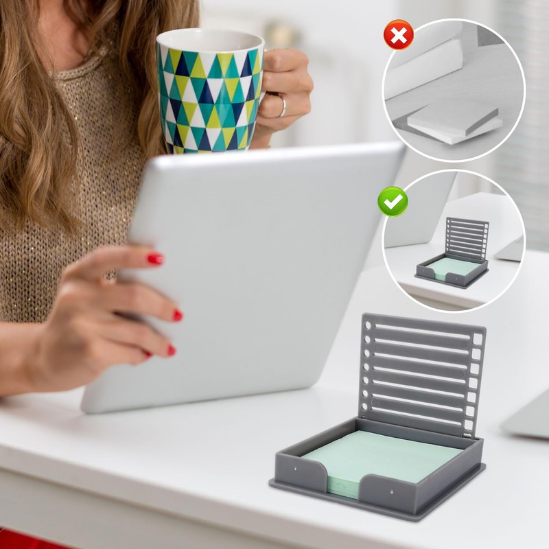 Tinoaly 2pcs Sticky Note Holder with Line Stencil, ABS Plastic