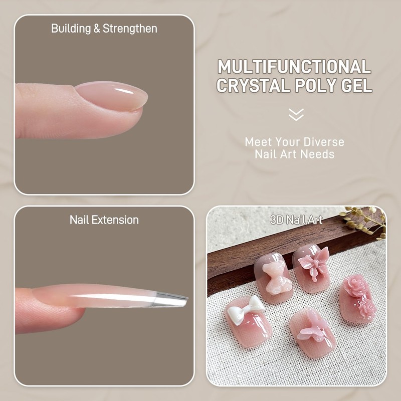 GAOY Watery Crystal Poly Gel for Nail Extensions, 30g Nail