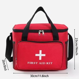 Syznoctil Emergency Medical Bag Organizer - Large Pill Bottle Storage with Detachable Pouch, Waterproof First Aid Kit Case for Travel & Home (Red, Large)