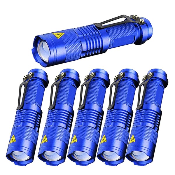 MODOAO 6 Pack,7W 300LM SK-68 3 Modes Mini Light Black
