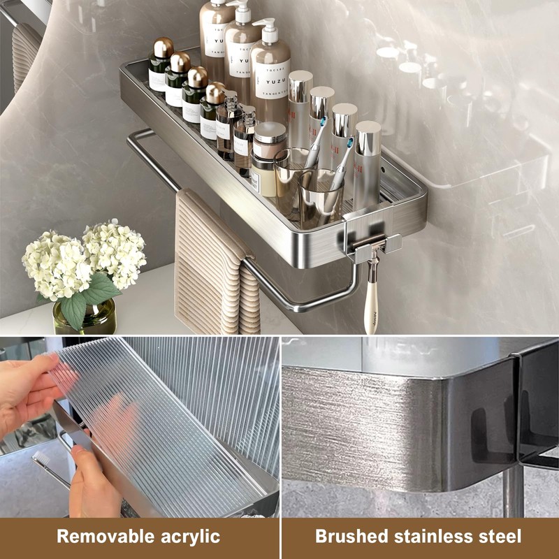 VOLPONE Stainless Steel Wall Mounted Bathroom Shelves - 2-Tier Floating