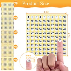Clofiak 7500 Pcs 1-500 Round Number Sticker Labels, 0.4 Inch, Self-Adhesive