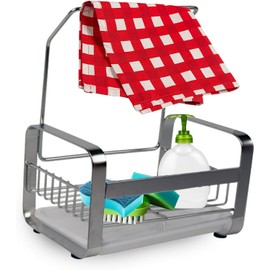 MantraRaj Kitchen Caddy Organizer Sink Caddy Kitchen Sink Organiser Caddy Sponge Holder Sink Caddy Sponge Holder Brush Dish Cloths Hanger for Kitchen Bathroom (Silver)