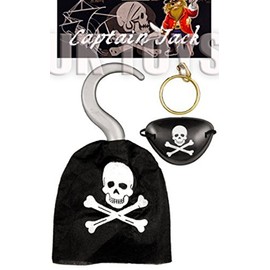 Pirate Hook, Eye Patch, Earing Kids Costume Accessory Pack