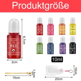 Canollo Set di 8 colori per sapone, 8 x 10 ml, colore per sapone per la produzione di sapone, colori liquidi per bombe da bagno, saponi fatti a mano, melma, argilla, artigianato